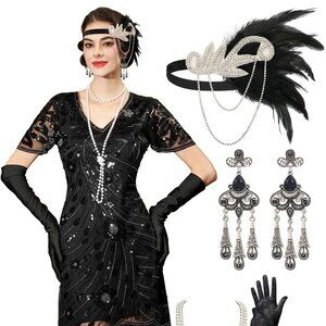 1920 Womens Flapper Dress Set Costume